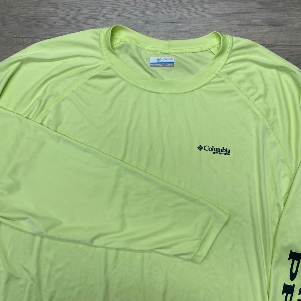 Columbia PFG Shirt Mens 3XT Yellow Long Sleeve Omni-Shade Terminal Tackle